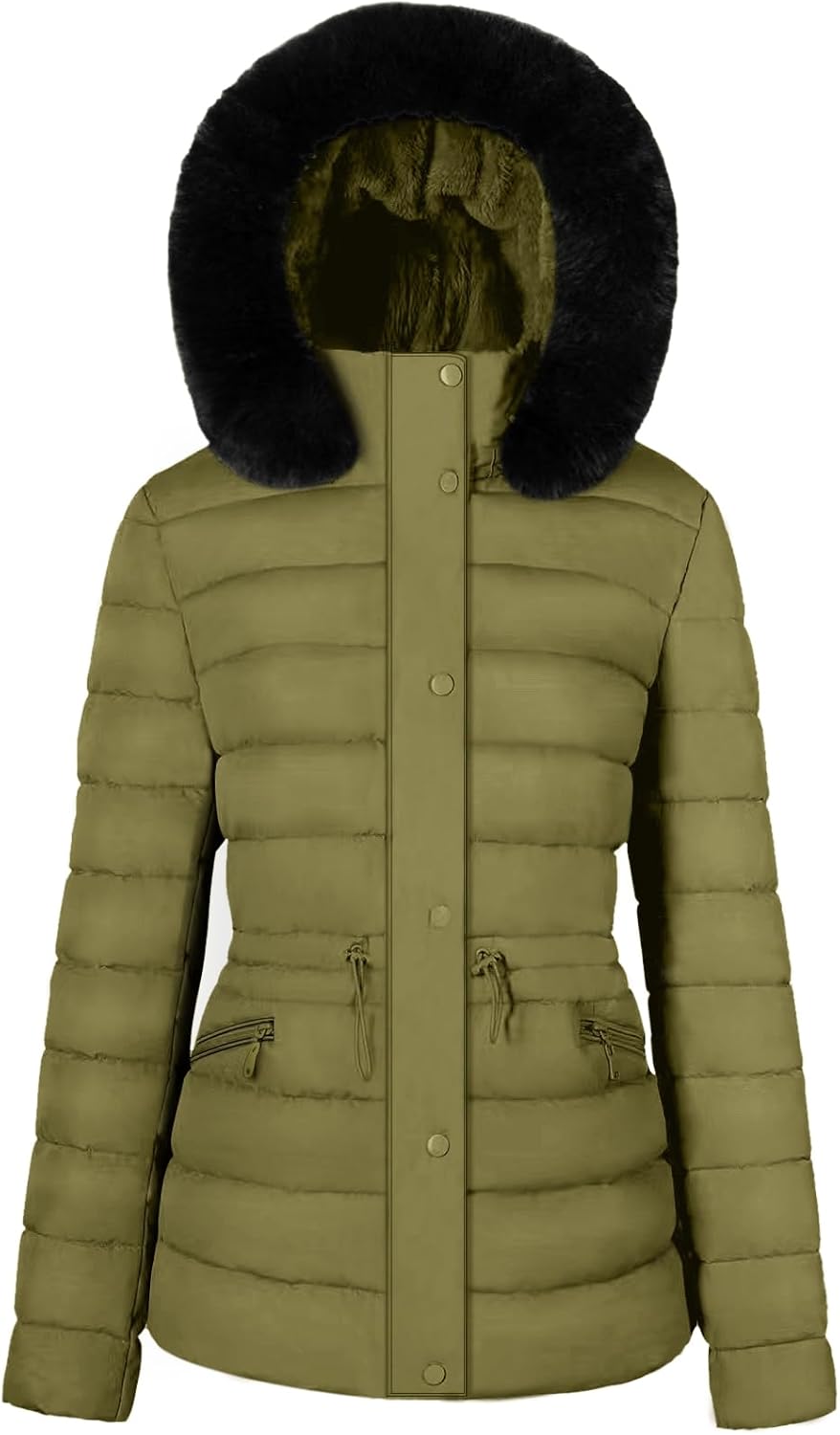 BodiLove Women's Winter Quilted Puffer Short Coat Jacket Plus Size with Removabl...