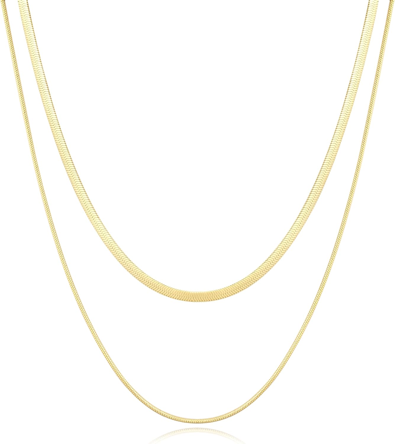 Jewlpire Dainty Gold Necklace for Women, 14K Plated Gold Layered Necklaces for W...