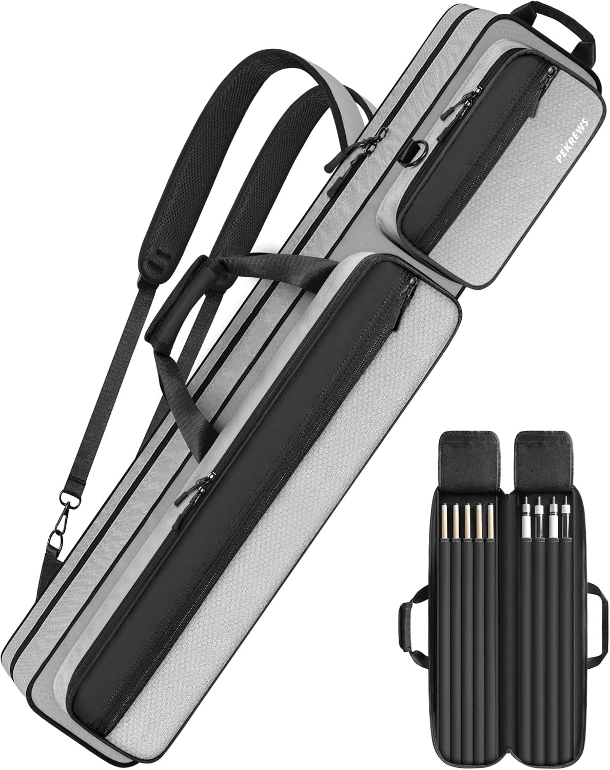 Pool Cue Case, Pool Stick Case 4x5 with Multiple Pockets Holds 4 Butts 5 Shafts,...