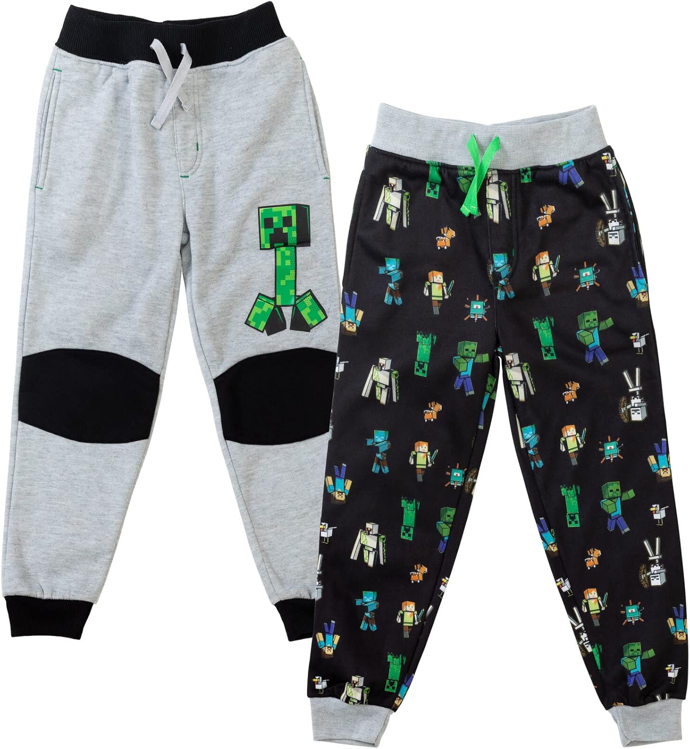 Minecraft Fleece 2 Pack Jogger Pants Little Kid to Big 10-12 Grey / Black