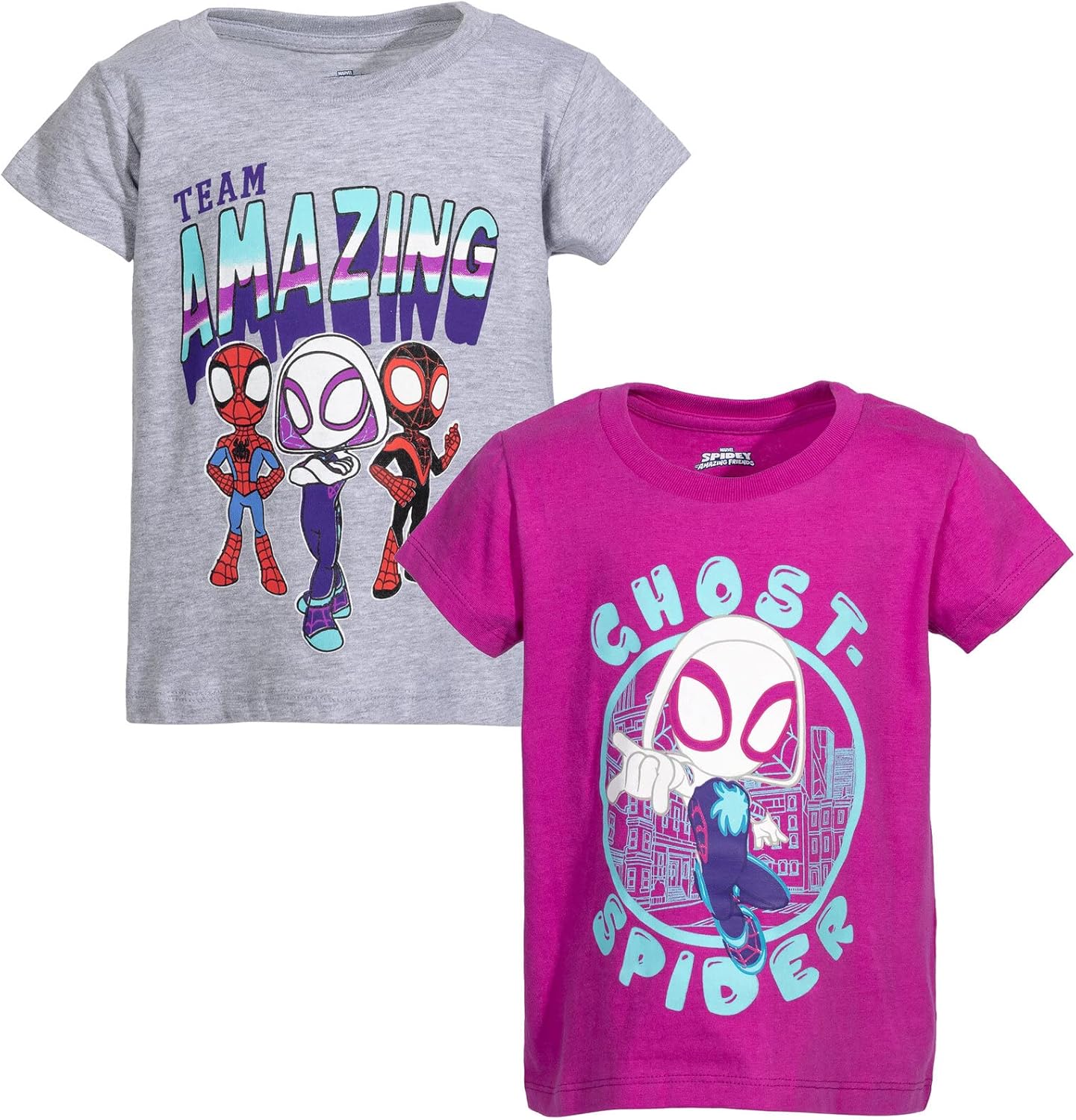 Marvel Spidey and His Amazing Friends Girls 2 Pack T-Shirts Toddler to Little Ki...