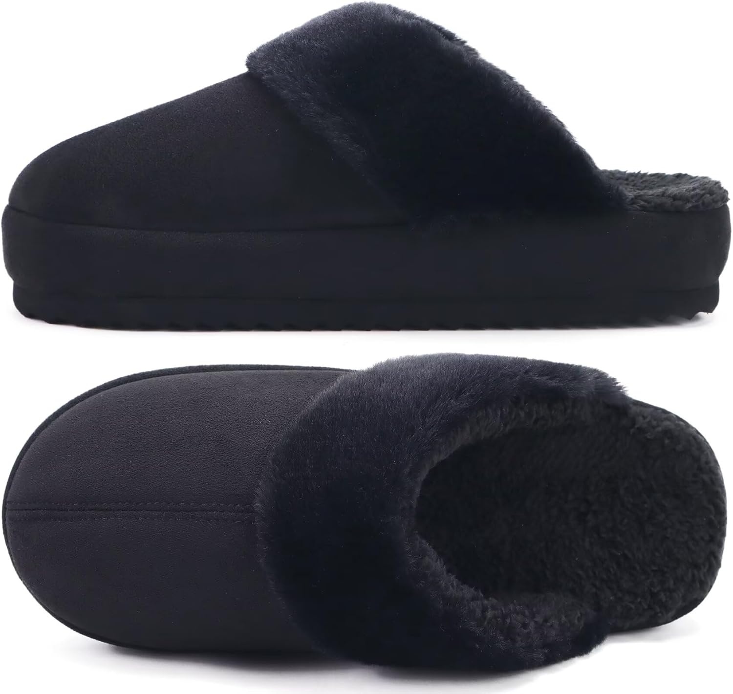 jiajiale Womens Fuzzy Slippers Platform Thick Cushion Comfy Warm Shearling Lined...