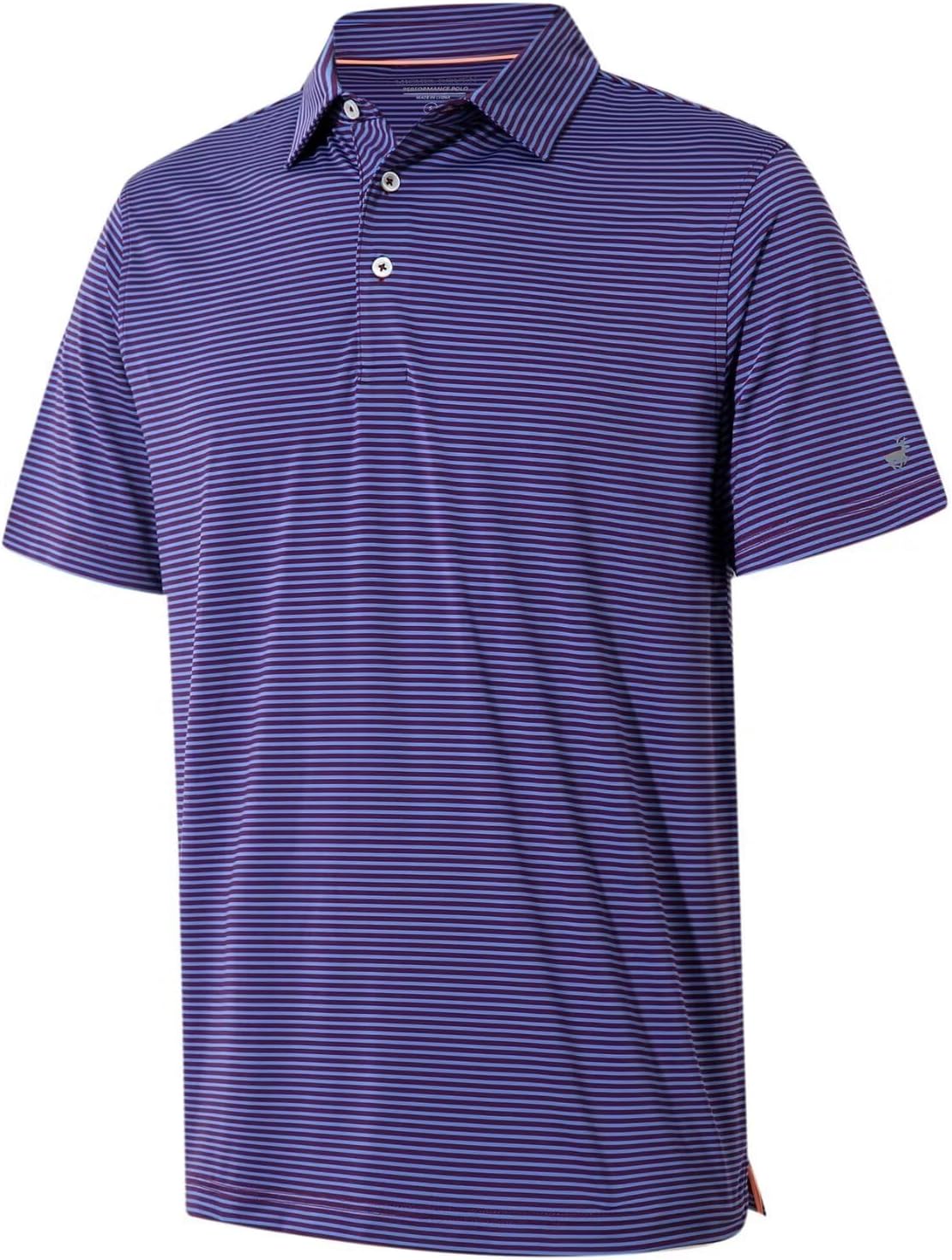 Mens Golf Shirt Moisture Wicking Dry Fit Performance Sport Short Sleeve Striped...