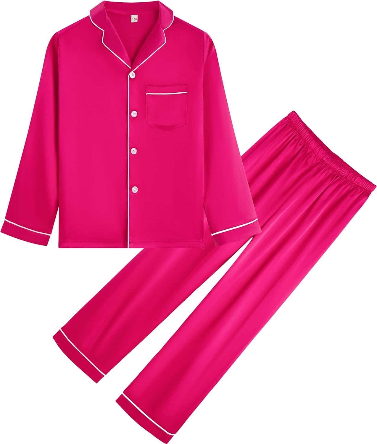 Kid Silky Satin Pajamas Set for Girls Boys pj Set Sleepwear Button-up Lounge Set...