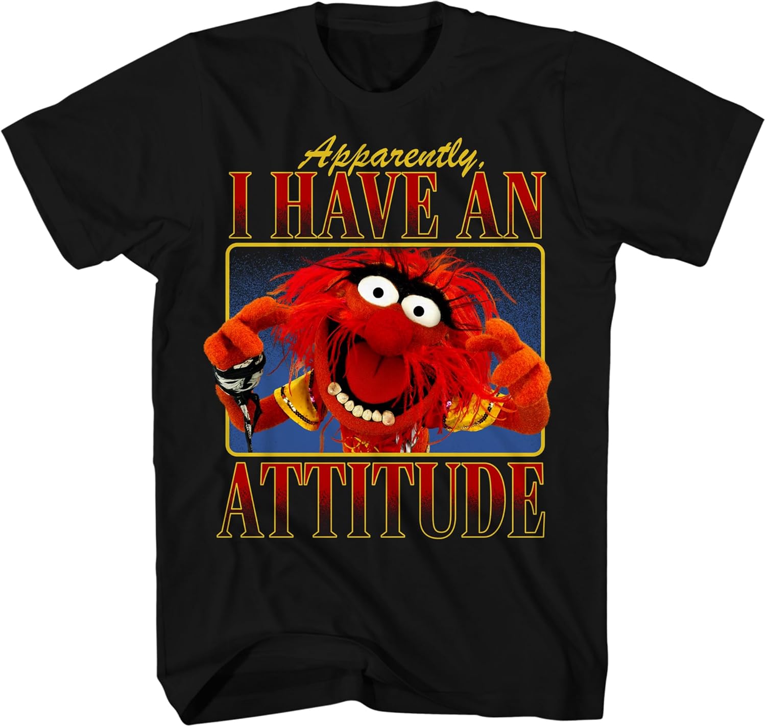 The Muppet Show Animal I Have an Attitude Adult T-Shirt Small Black
