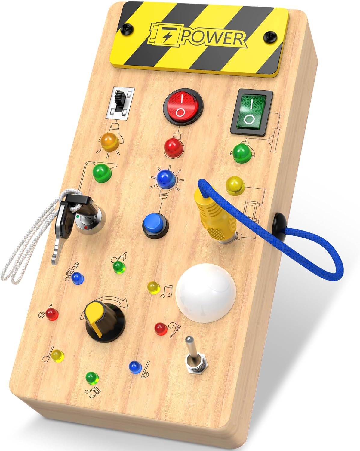 Montessori Toddler Toys-Baby Wooden Busy Board-Sensory Toys with Light Switch-Ba...