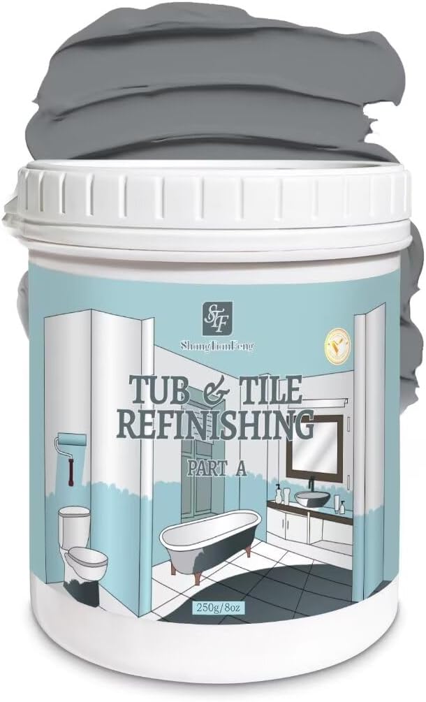 Tile Paint Bathtub Paint Refinishing Kit (Grey/32 Oz/7 Tools), Ease of Use Tub P...