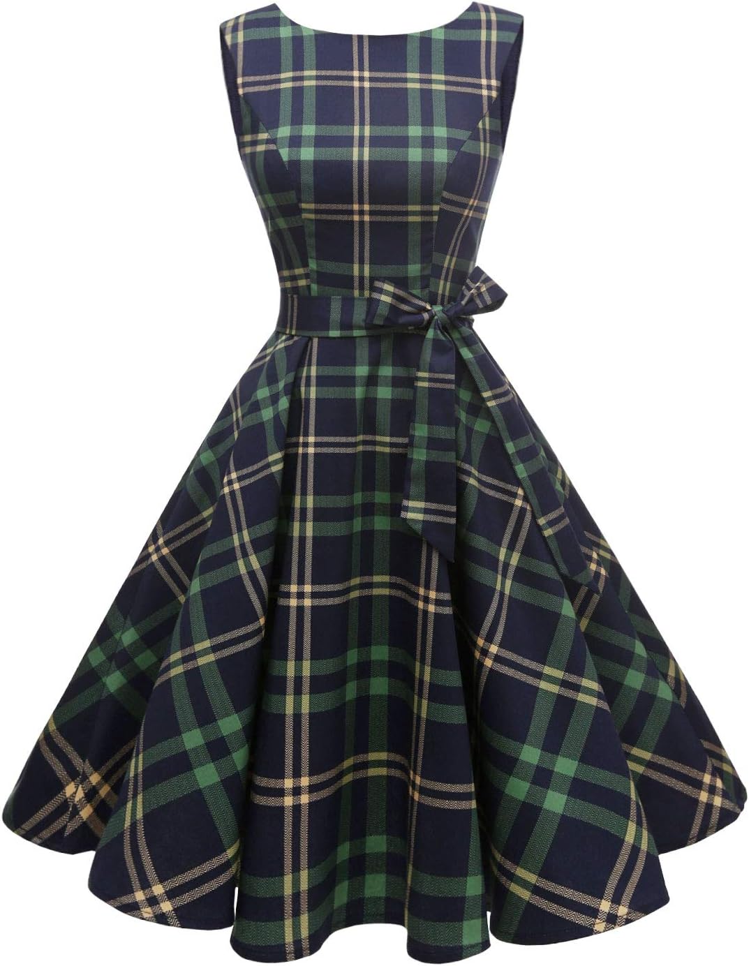 Hanpceirs Women's Boatneck Sleeveless Swing Vintage 1950s Cocktail Dress New XX-...
