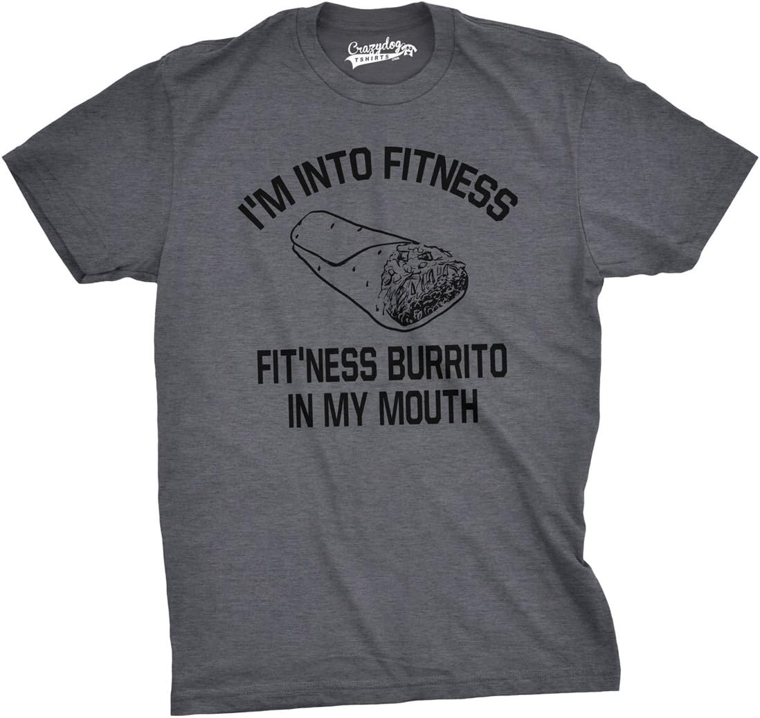 Mens Fitness Burrito Funny Gym T Shirt Sarcasm Hilarious Workout Novelty Tees X-...