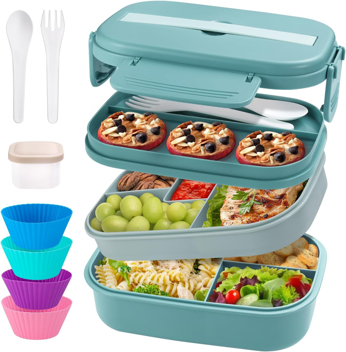 Bento Box Adult Lunch Box, Stackable Lunch Container for Adults Men Women Kids,...
