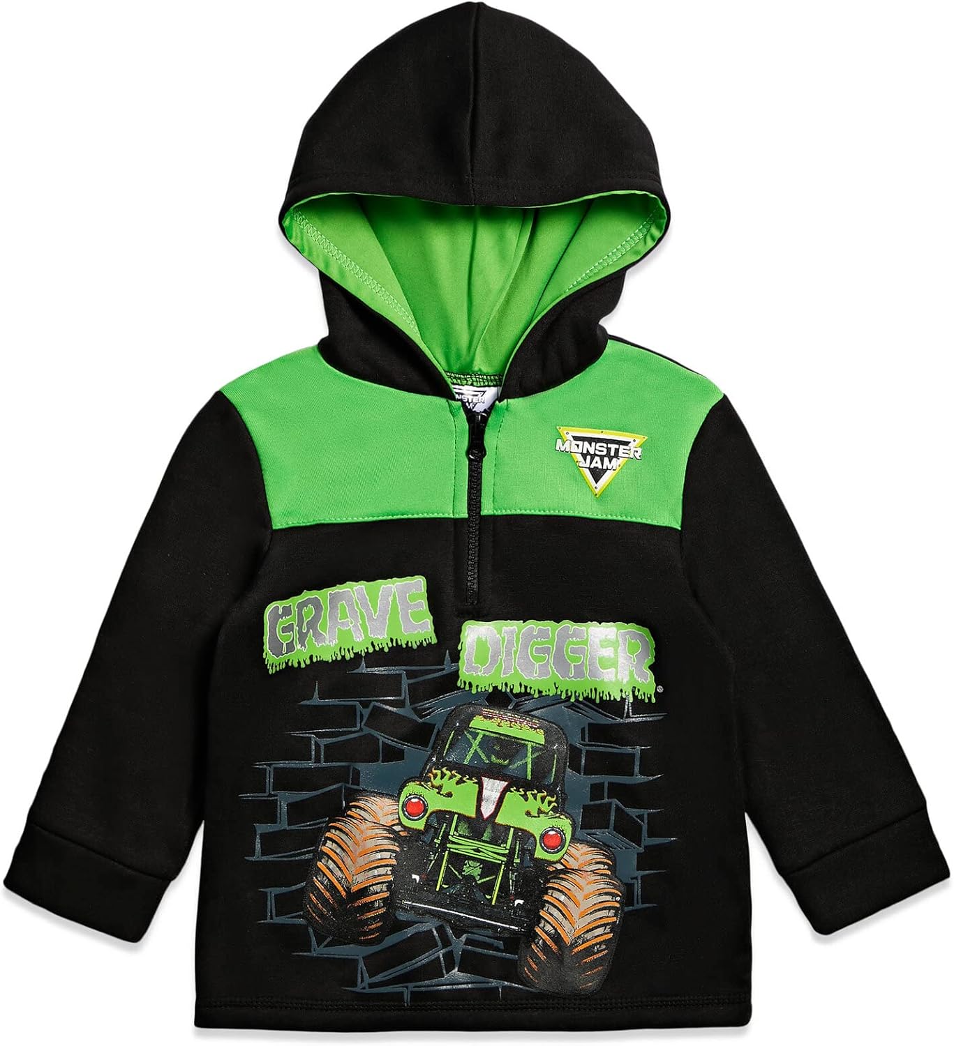 Monster Jam Grave Digger Half Zip Hoodie Toddler to Little Kid 5T Monster Jam