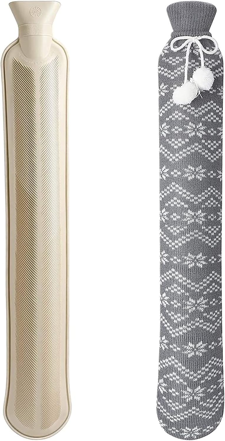Homealexa Long Hot Water Bottle with Soft Cover UK, 2L Long Hot Water Bottle for...