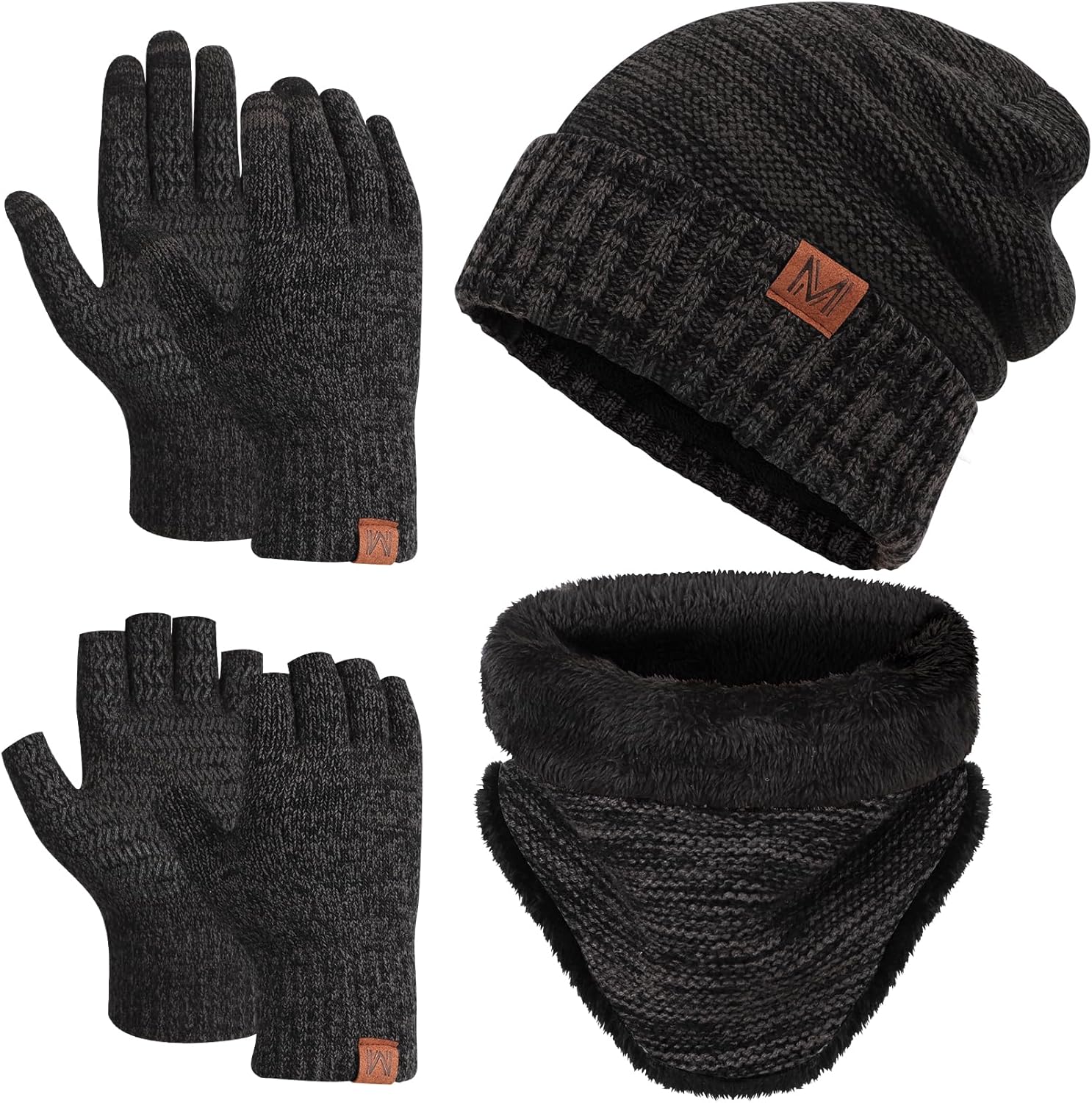 MAYLISACC 3 Pcs Knit Beanie Hat Scarf and Glove Set for Men and Women, Winter Ca...
