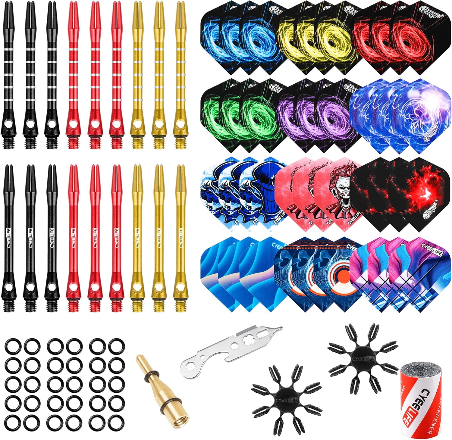 CyeeLife-Dart Accessories kit,36 Dart Flights+18 Aluminium Shafts+Sharpener+Dart...