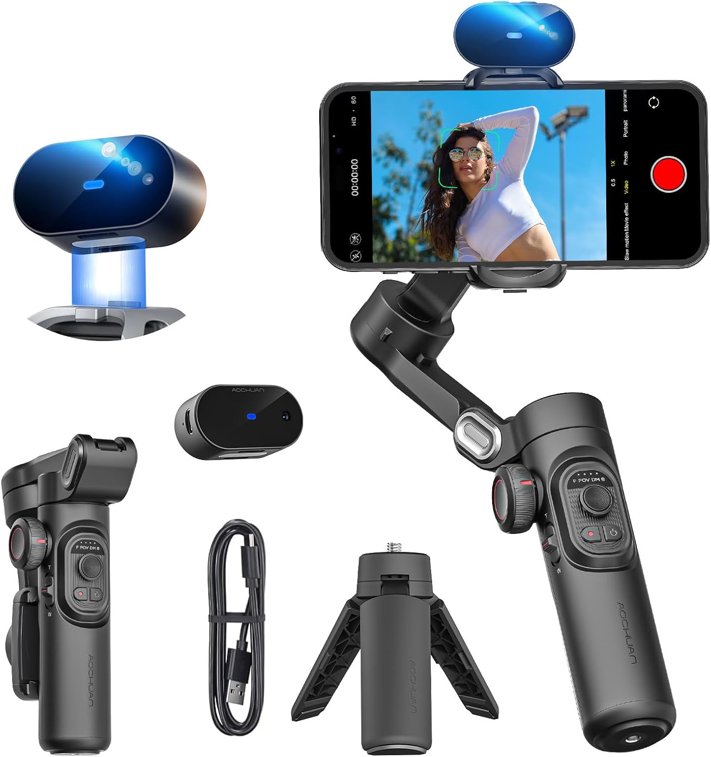 XE AI Version, Gimbal Stabilizer for Smartphone, NO APP AI Tracking, gesture con...