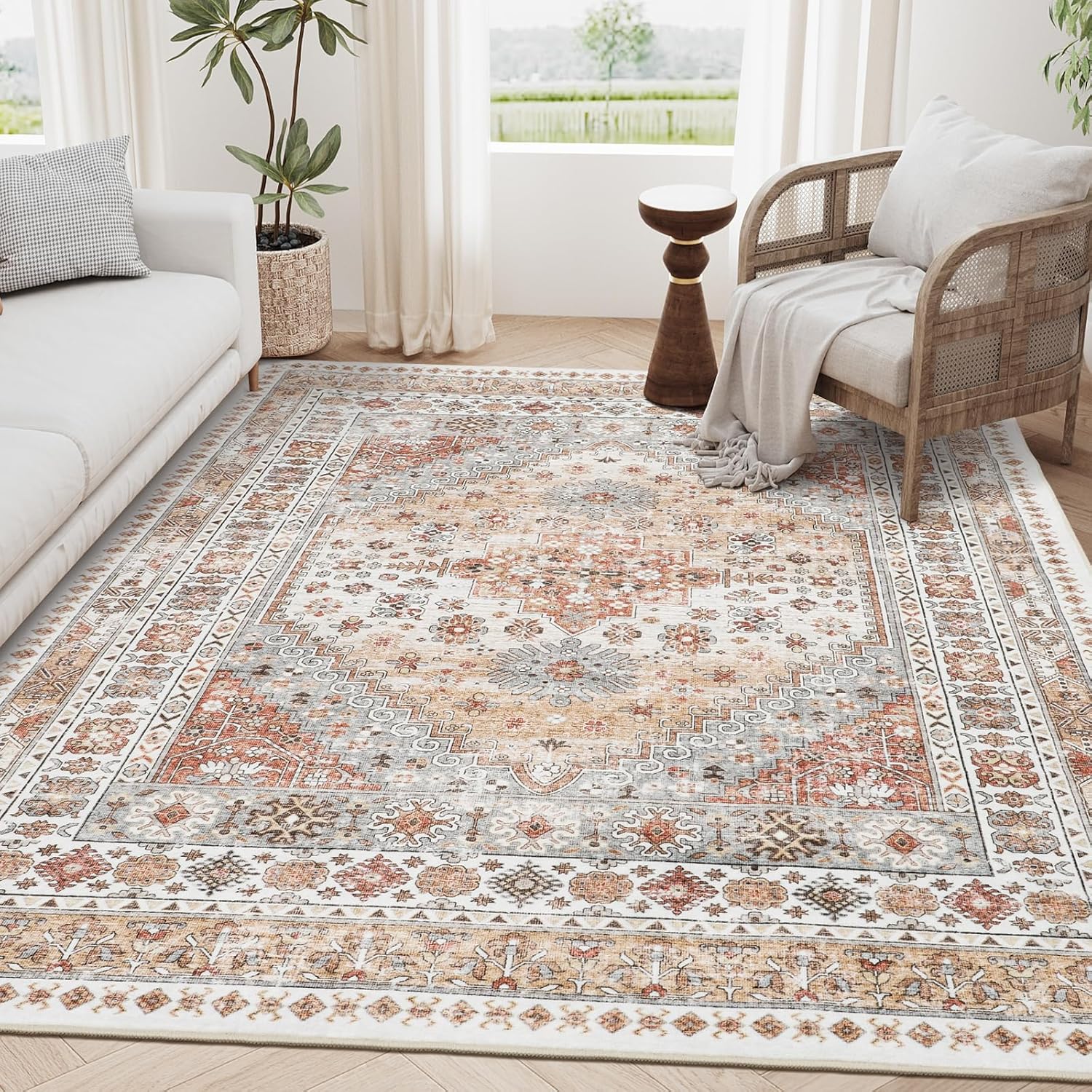 zesthome 5x7 Area Rugs - Ultra-Thin Washble Rug, Stain Resistant Anti Slip Backi...