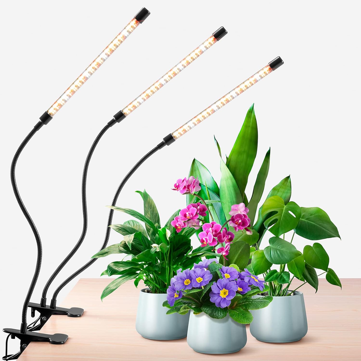 Plant Lights for Indoor Growing, Growstar Full Spectrum 3 Heads Clip Grow Lamps...