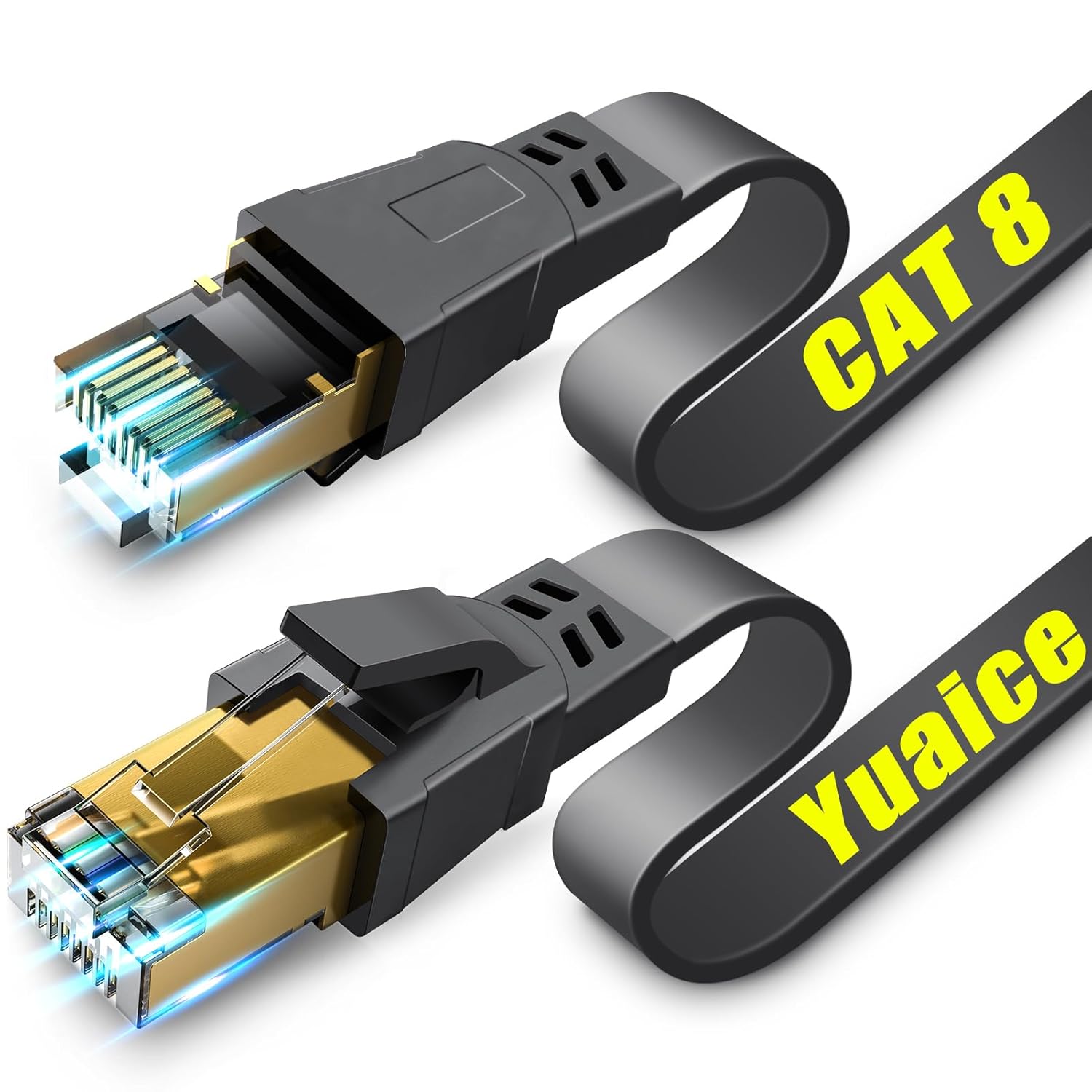 Cat 8 Ethernet Cable - 75FT High Speed Flat Internet Network Cable - Multiple Si...