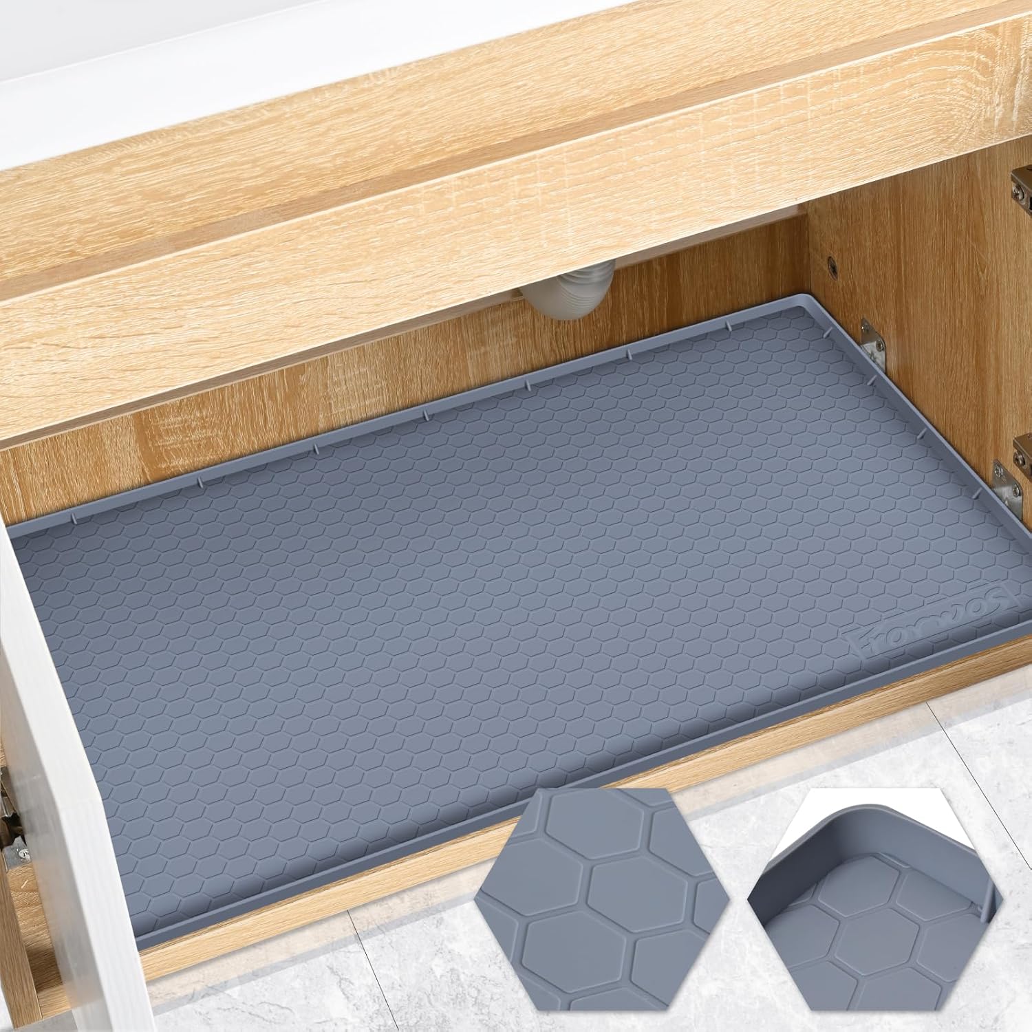 Under Sink Mat, 34" x 22" Silicone Mats for Kitchen Waterproof, Under Sink Cabin...