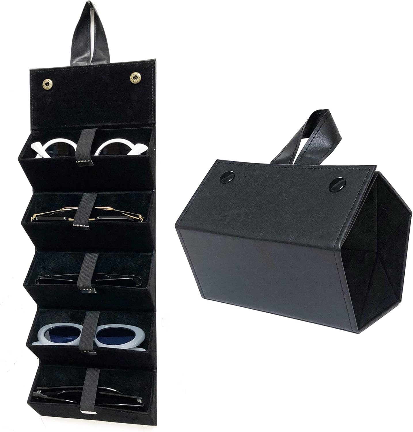 Longjet Sunglasses Organizer 5 Slots Travel Glasses Case Multiple Pairs Eyeglass...