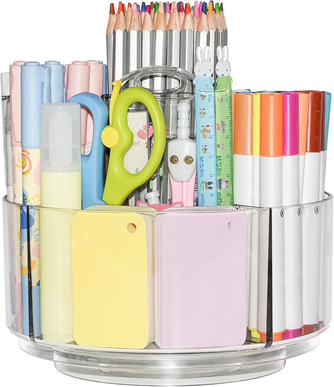 JIKIOU Acrylic Pen Holder Pencil Organizer, 360-Degree Rotating Pencil Holder Cr...