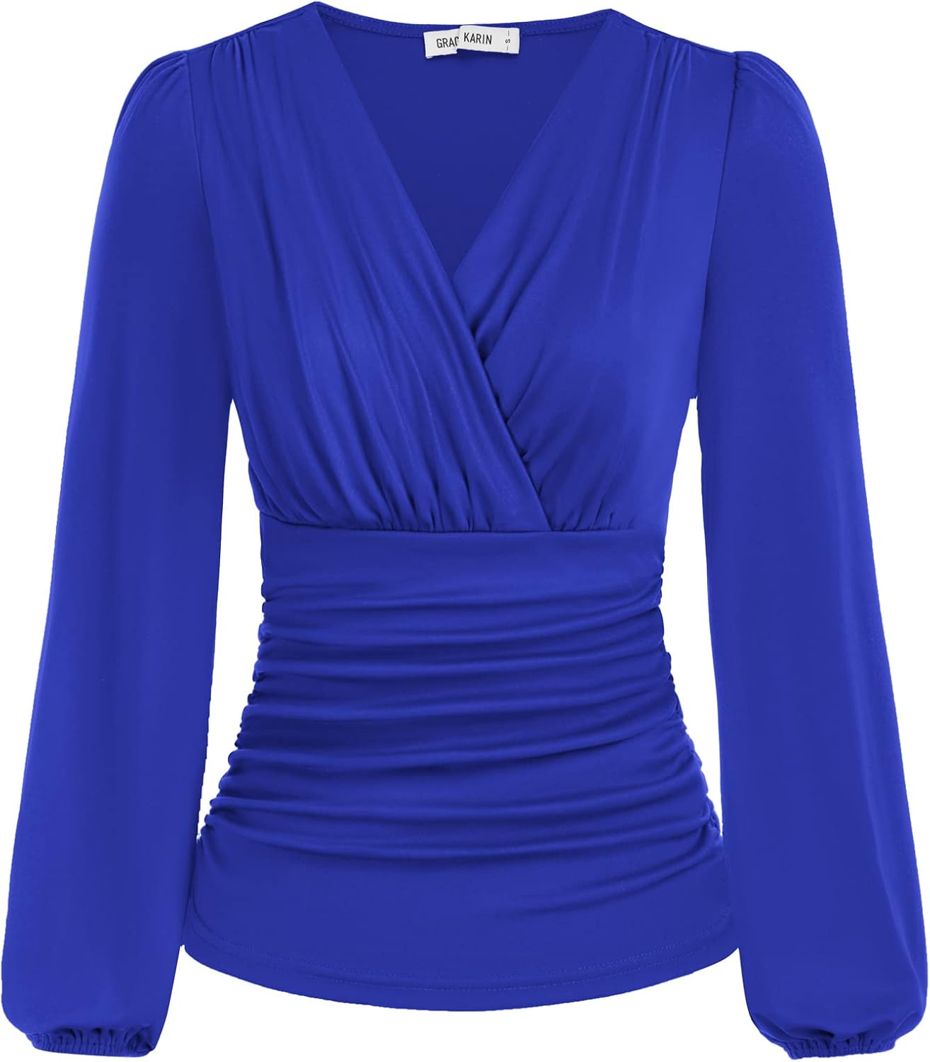 GRACE KARIN Women Tops V-Neck Long Sleeve Ruched Tunic Blouses Casual Top Shirts...