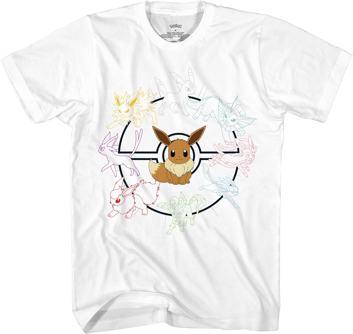 Pokémon Mono Eeveeloutions Eevee T-Shirt Medium Eevee White 2