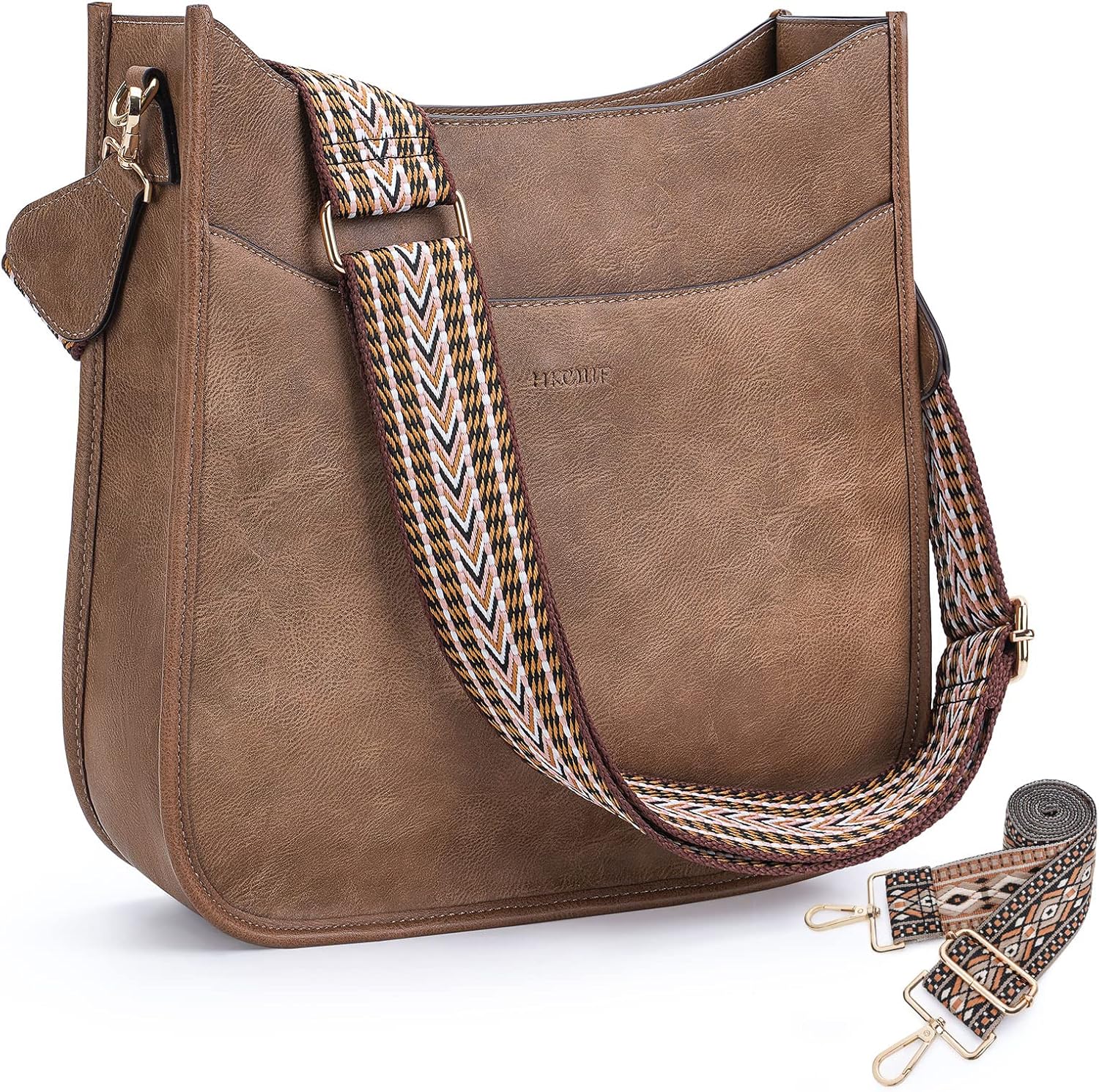 HKCLUF Crossbody Bag for Women Vegan Leather Hobo Handbags Guitar Strap Purse Sh...