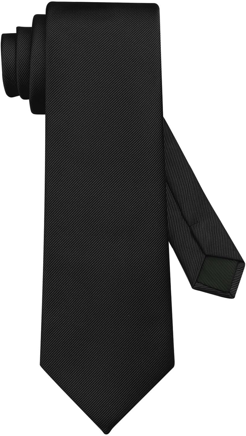 Men's Ties Solid Color Formal Neckties 3.15" (8CM) Black Ties For Men 001-black