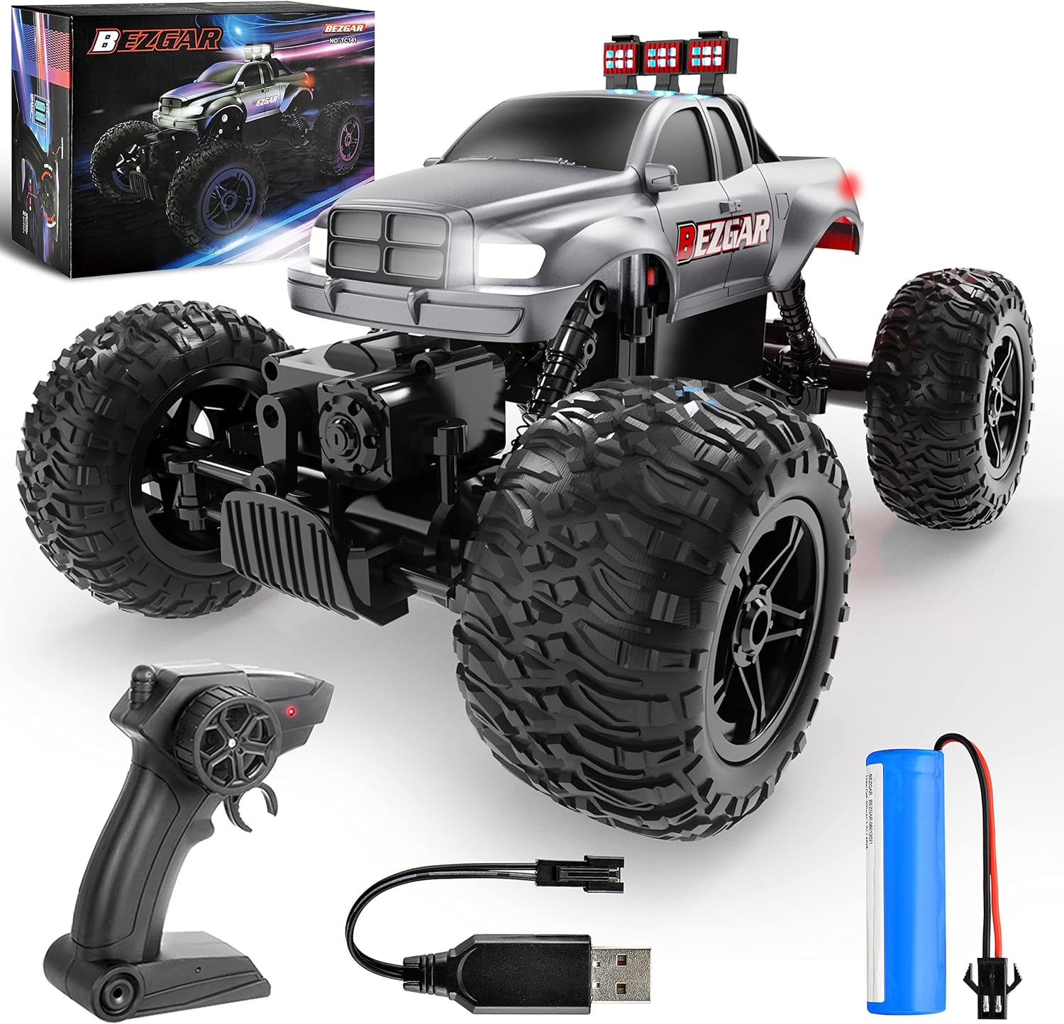 BEZGAR Rc Cars for Boys Age 8-12 -1:14 All Terrain Rc Monster Truck for Kids wit...