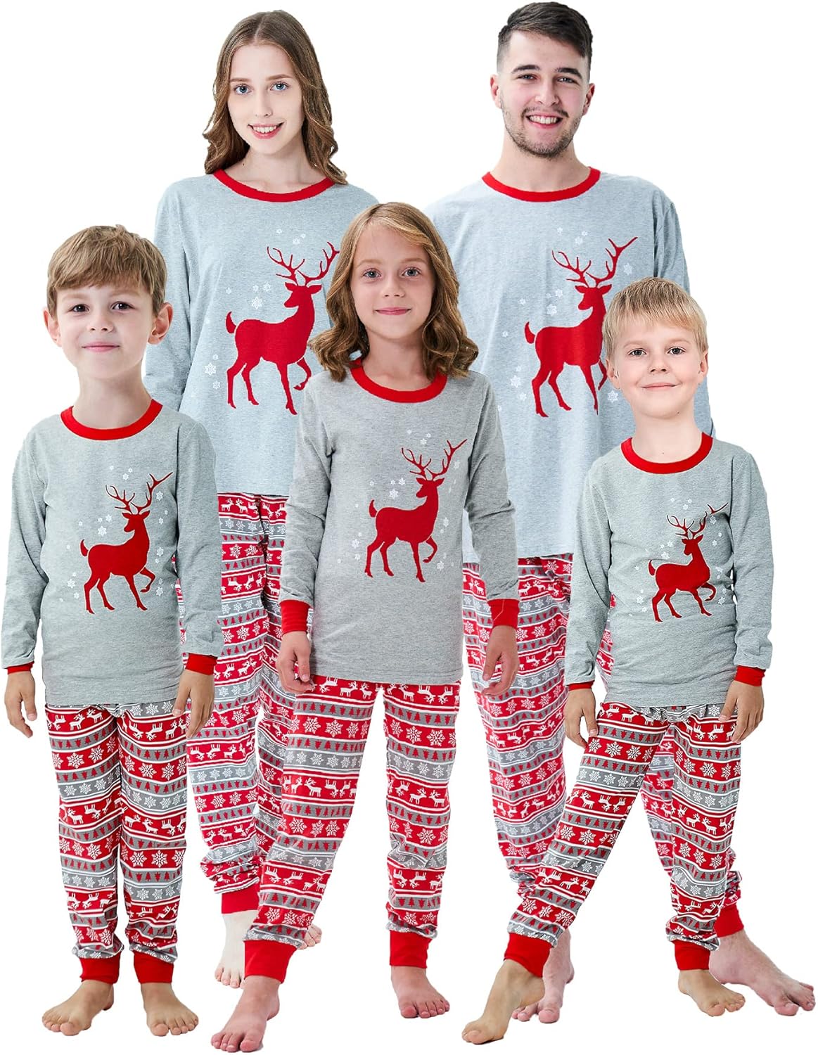 Demifill Christmas Family Matching Reindeer Pajamas Holiday Pajamas Snowman Slee...