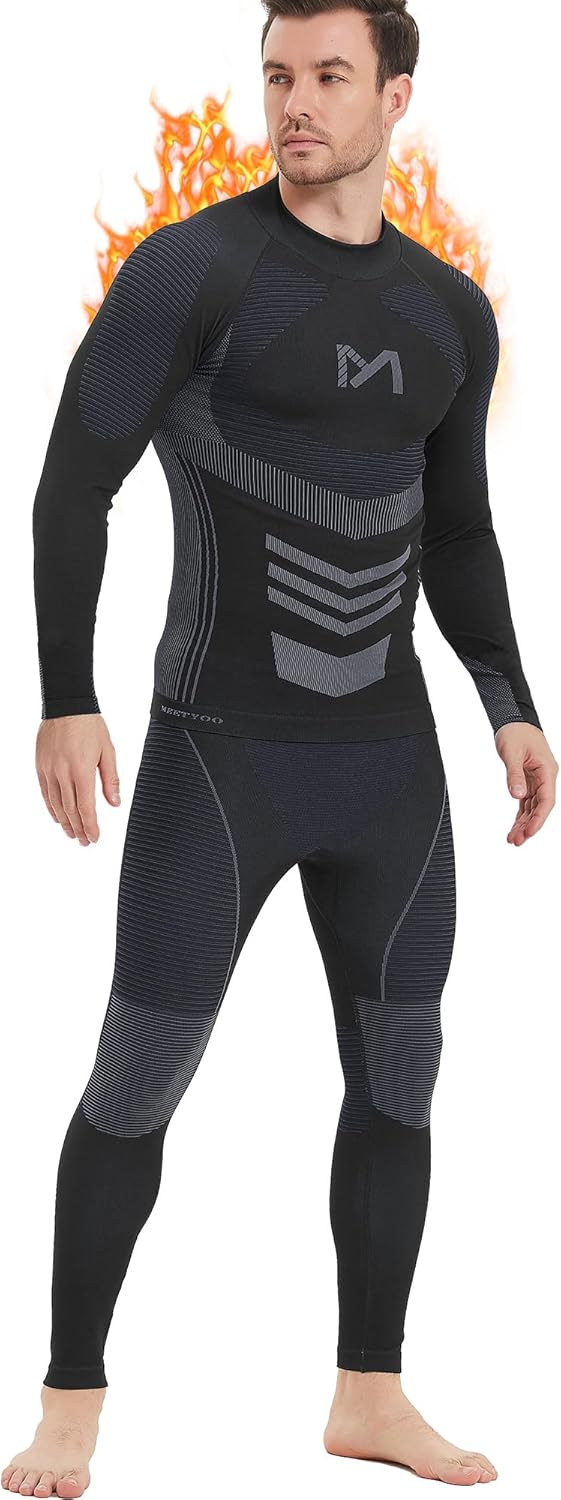 Thermal Underwear for Men, Winter Gear Long Johns Base Layer Top and Bottom Set...