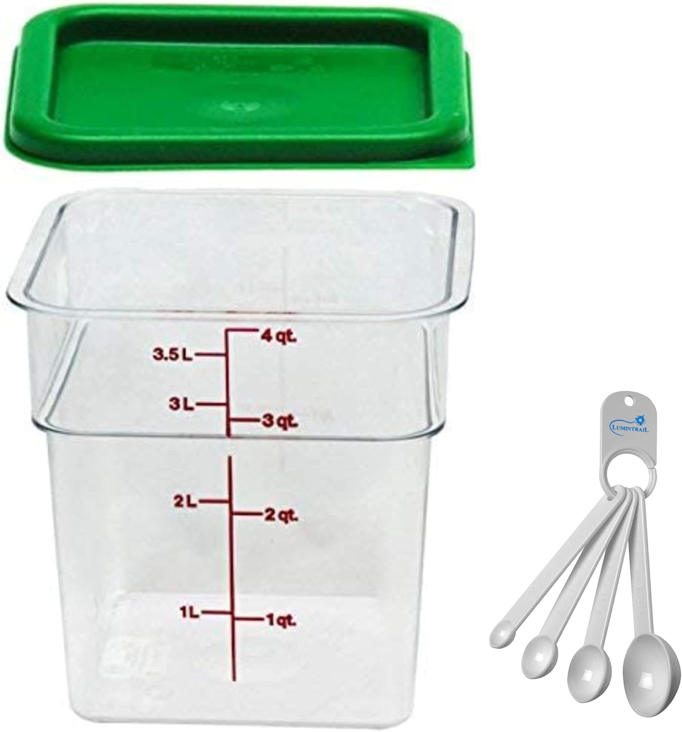 Lumintrail Cambro Polycarbonate Square 4 Quart Food Storage Container, Clear, wi...