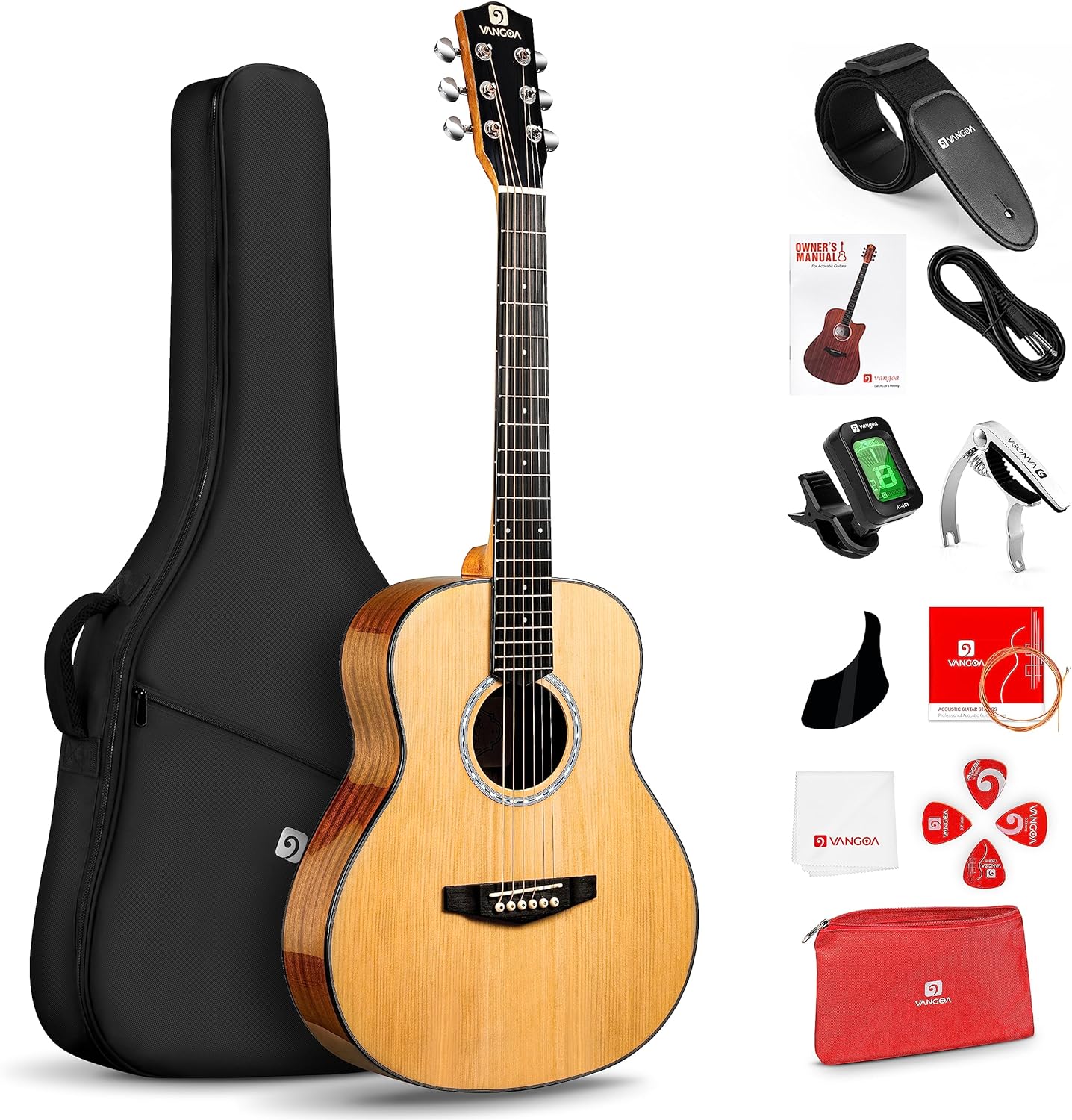 Vangoa 3/4 Acoustic Guitar Kit, 36 Inch Acustica Guitarra Dreadnought Bundle for...