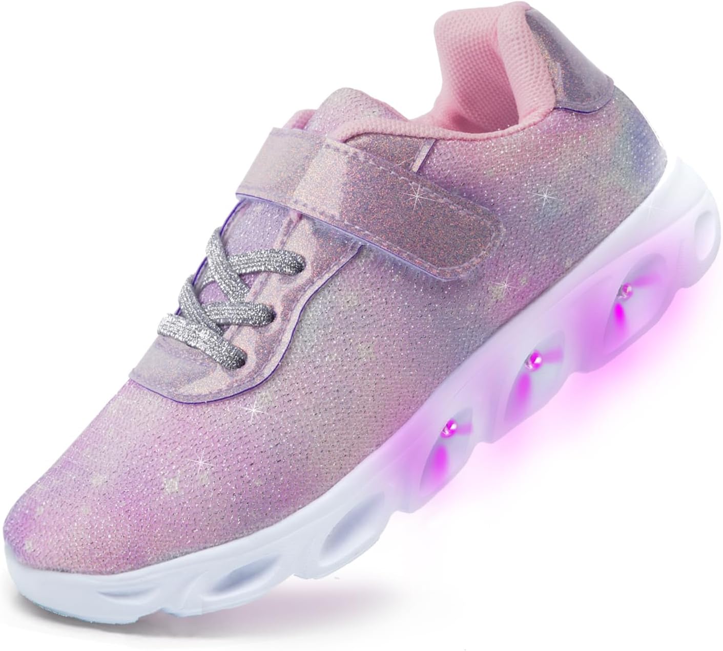 Toandon Toddler Kids Sparkle Breathable Lightweight Sneakers Light Up by Step 9...