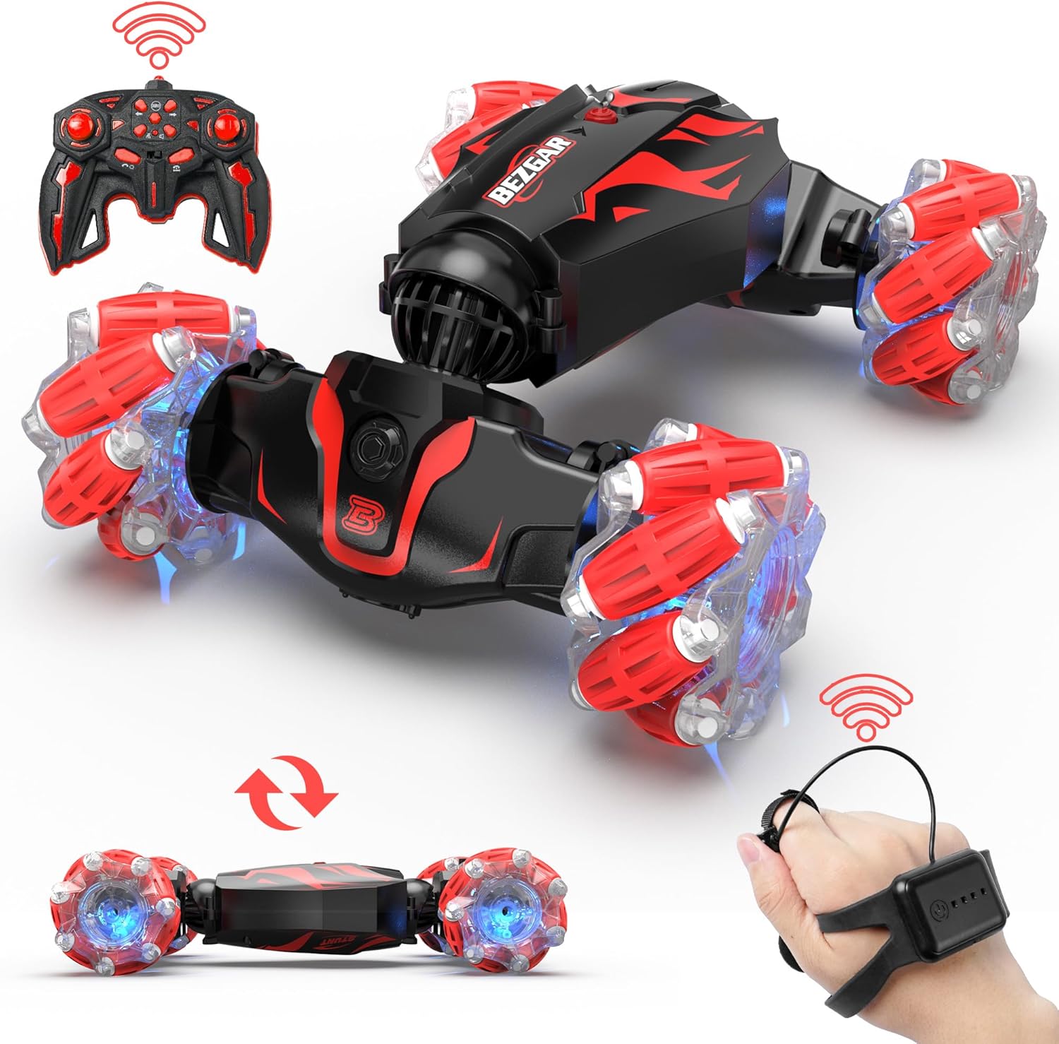 BEZGAR Gesture Sensing RC Stunt Car with Light & Music - 2.4Ghz Remote Control T...