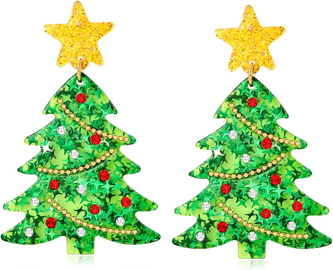 Christmas Earrings for Women Colorful Acrylic Drop Earrings Christmas lanterns a...