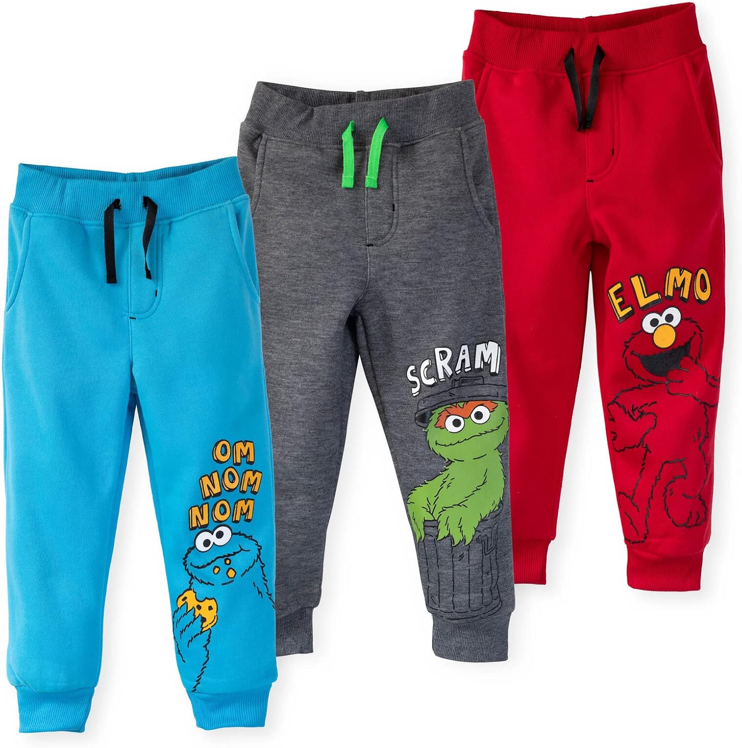 Sesame Street Elmo Cookie Monster Oscar The Grouch Fleece 3 Pack Pants Infant to...