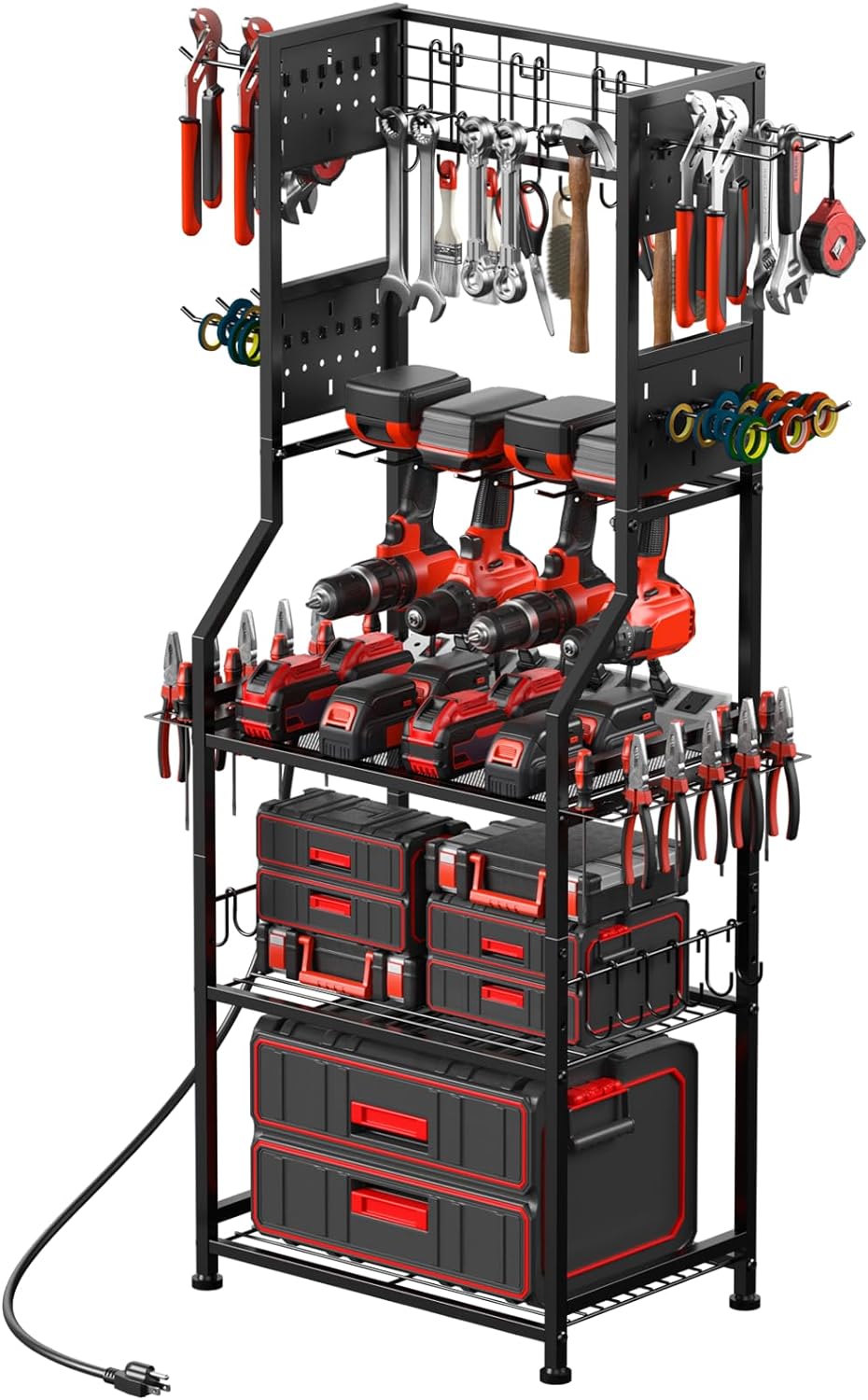 CCCEI Garage Small Power Tools Organizer Floor Stand, Drill and Battery Storage...
