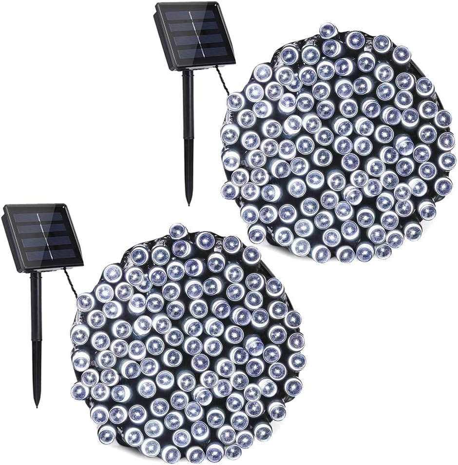 Toodour Solar Christmas Lights, 2 Packs Total 144ft 400 LED 8 Modes Solar String...
