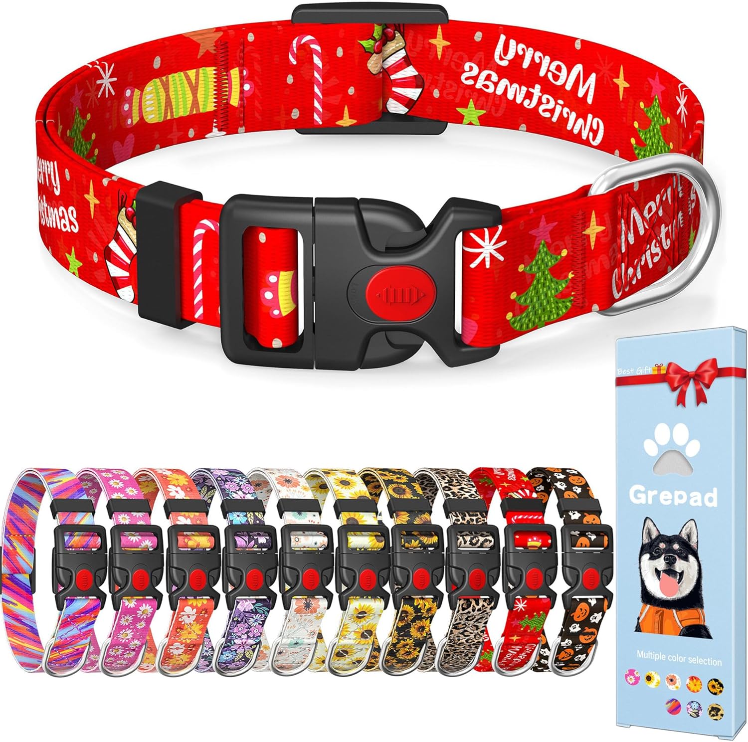 Christmas Floral Dog Collar for Small Medium Large Dogs,Girl Female Dog Collars...