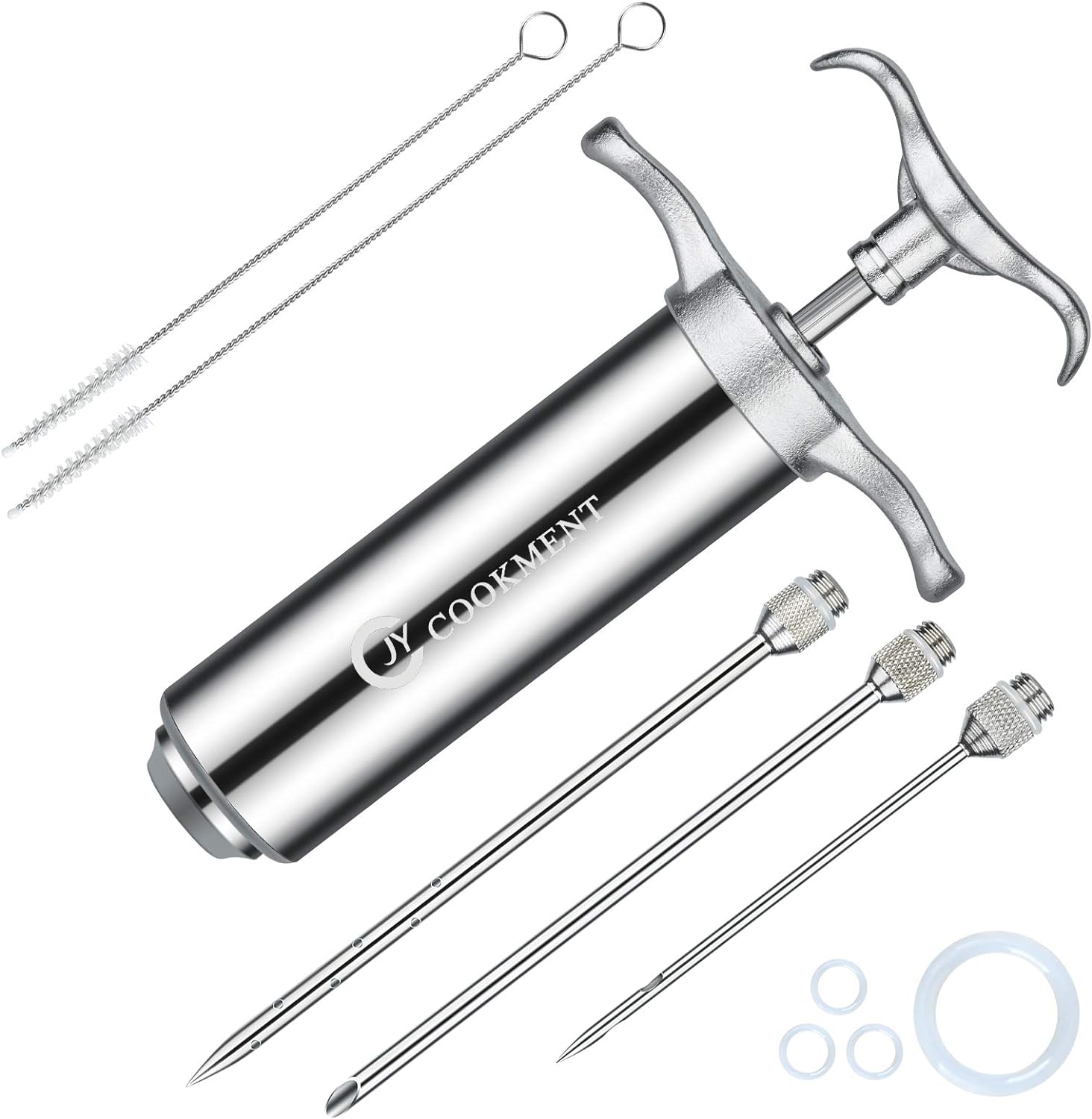 JY COOKMENT Meat Injector Syringe 2-oz Marinade Flavor Barrel 304 Stainless Stee...