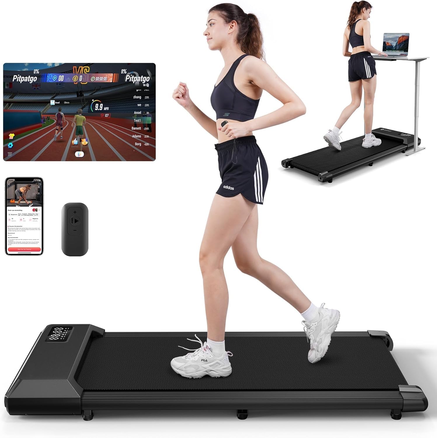 DeerRun 2024 Raceable Walking Pad Treadmill Low Noise Under Desk Treadmills for...