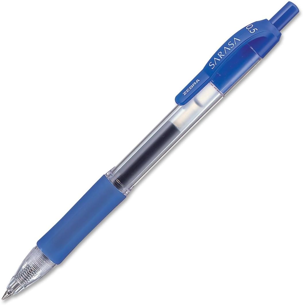 Zebra Pen Sarasa Dry X20 Retractable Gel Pen, Fine Point, 0.5mm, Blue Ink, 12-Pa...