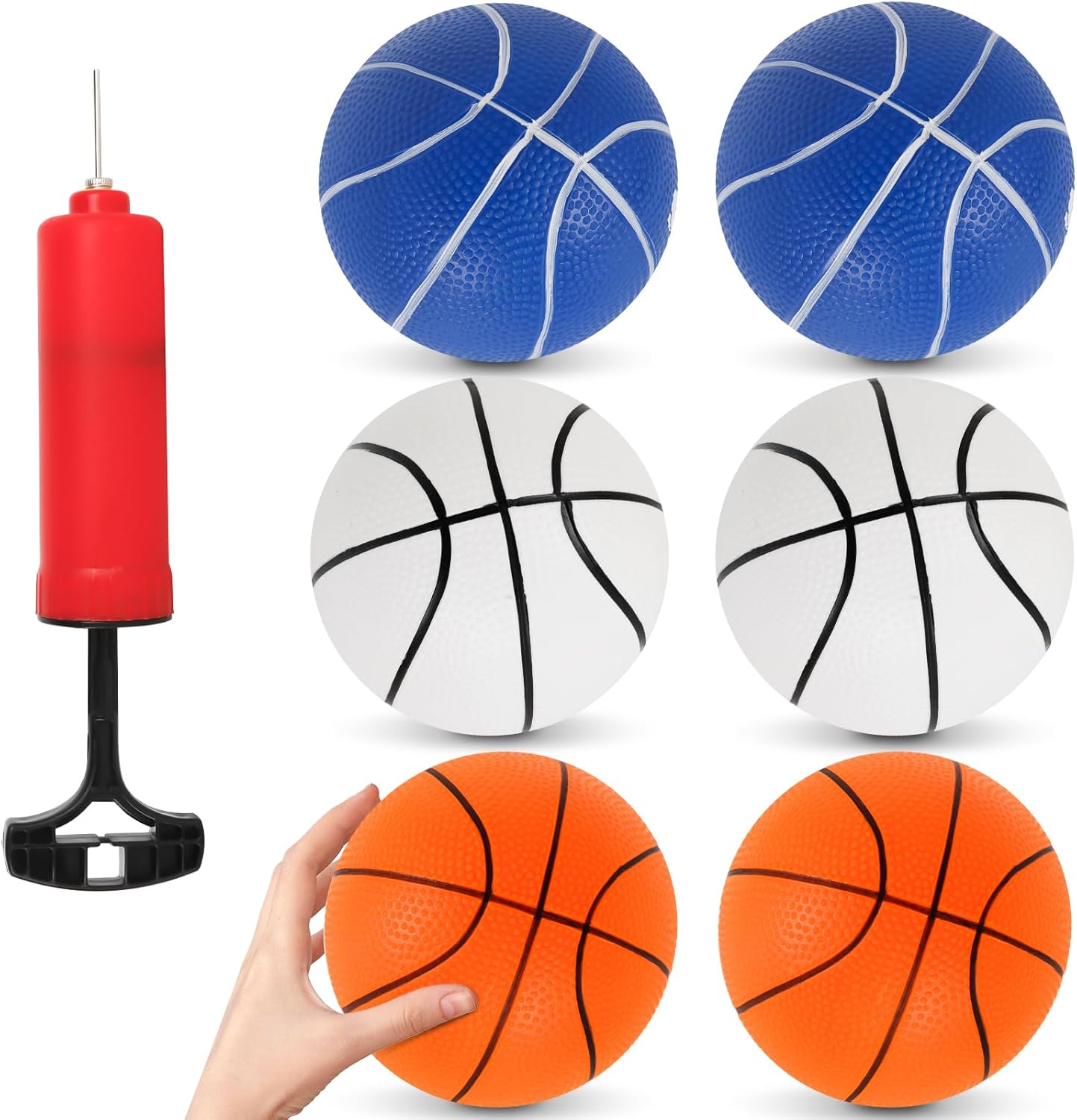 M SANMERSEN Mini Basketballs, 6 Pack 6.3" Basketball Set with Pump, Durable PVC...