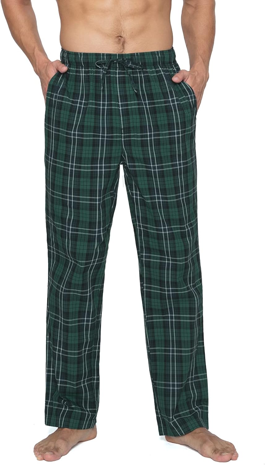 LAPASA Men's 100% Cotton Woven Plaid Pajama Pants Lounge Sleepwear Pj Lightweigh...