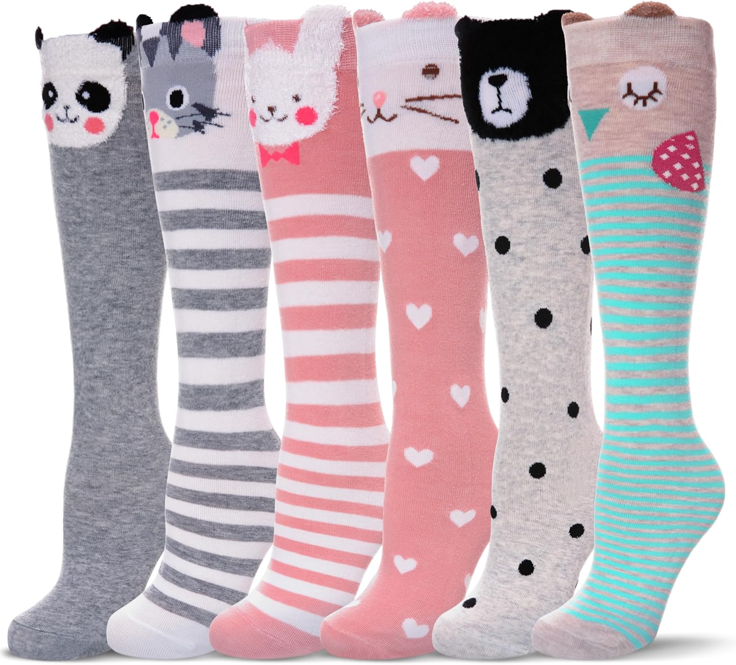 MQELONG 3-12 Year Old Girls Knee High Socks Kids Cute Crazy Funny Animal Pattern...