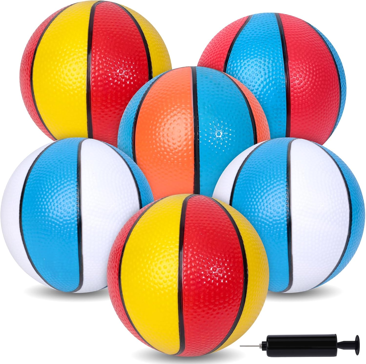 LovesTown 6PCS Mini Basketballs, 5 Inches Inflatable Basketball Colored Rubber B...