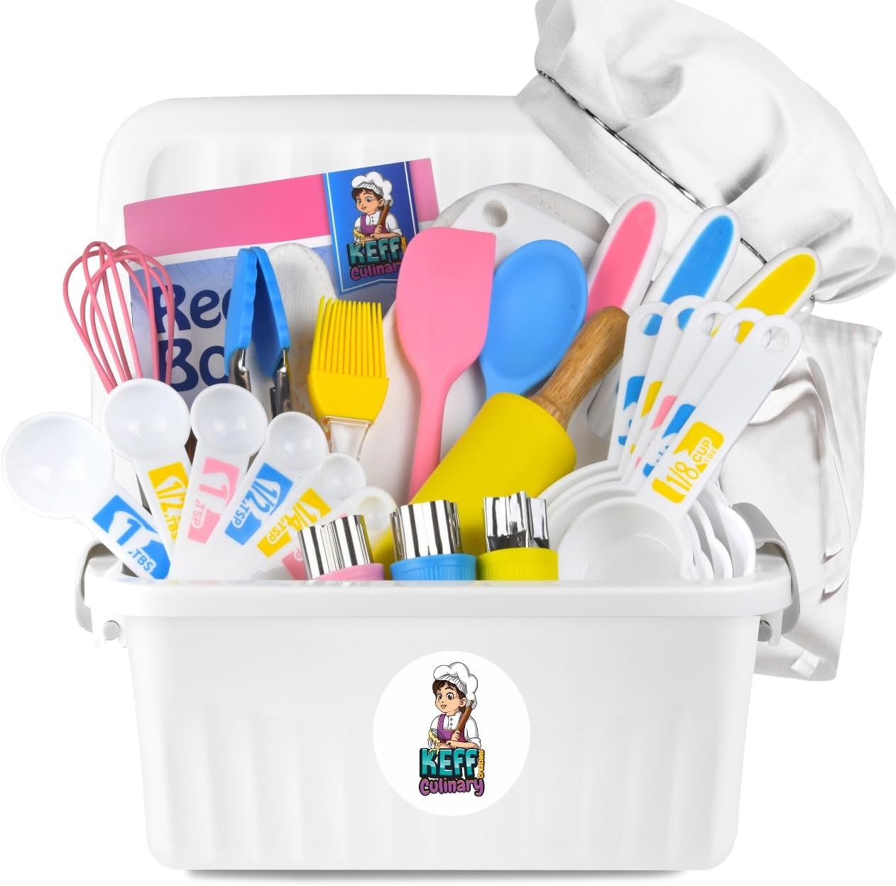 KEFF 30 Pcs Kids Kitchen Set for Cooking & Baking - Real Utensils w/ Kids Cuttin...