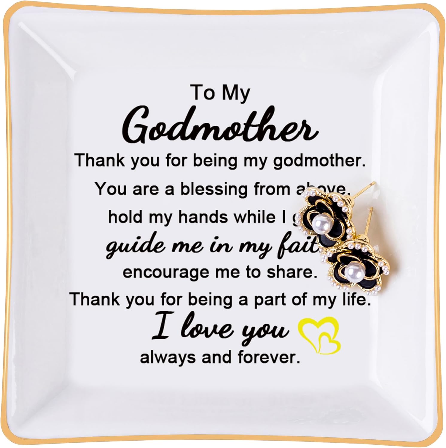 Godmother Gift - Thank You for Being My Godmother Jewelry Dish Trinket Tray, God...